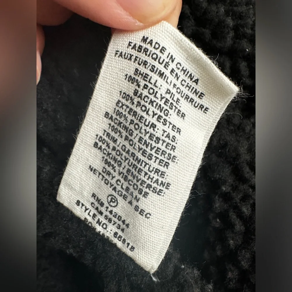 Avec Les Filles Faux Shearling Black Biker Jacket Size M - Picture 6 of 12